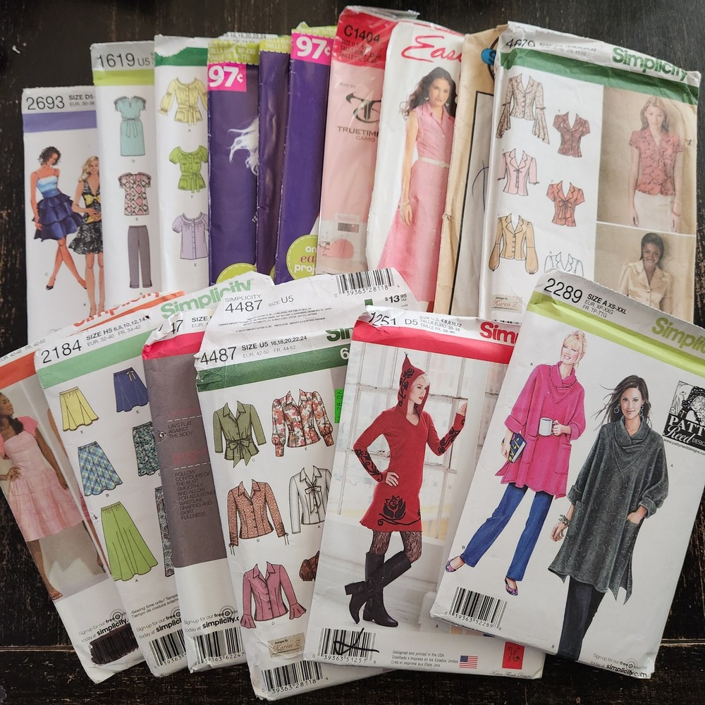 Lot 16 Vintage Simplicity Women Clothing Dress Sewing Patterns Maxi Mini Boho